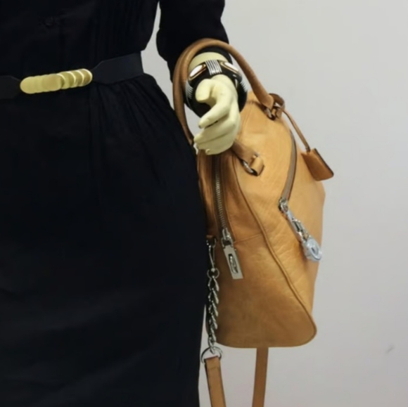 Michael Kors Key Lock Camel Leather Satchel - Picture 4 of 10